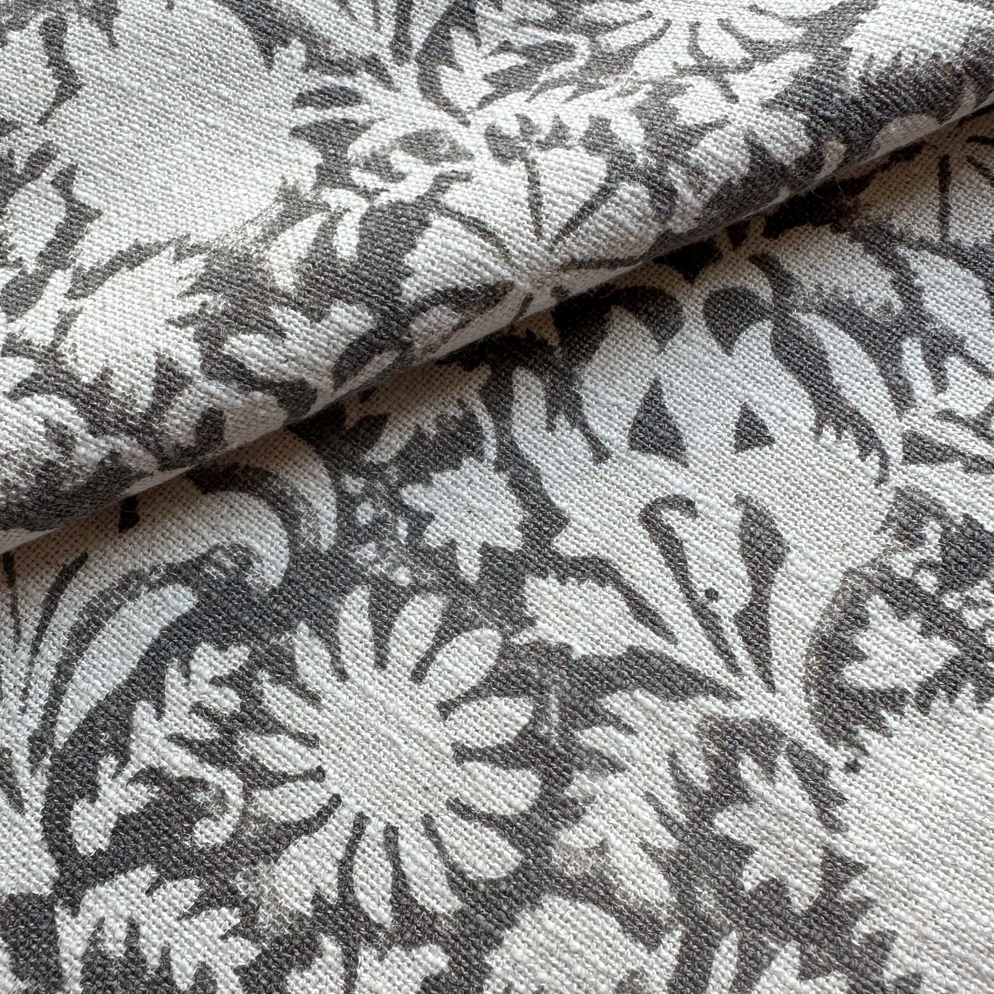 Dara Floral Block Printed Pillow Cover | Grey | Lumbar
