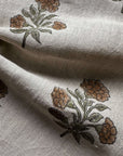 Margot Floral Block Printed Pillow Cover | Mustard, Green