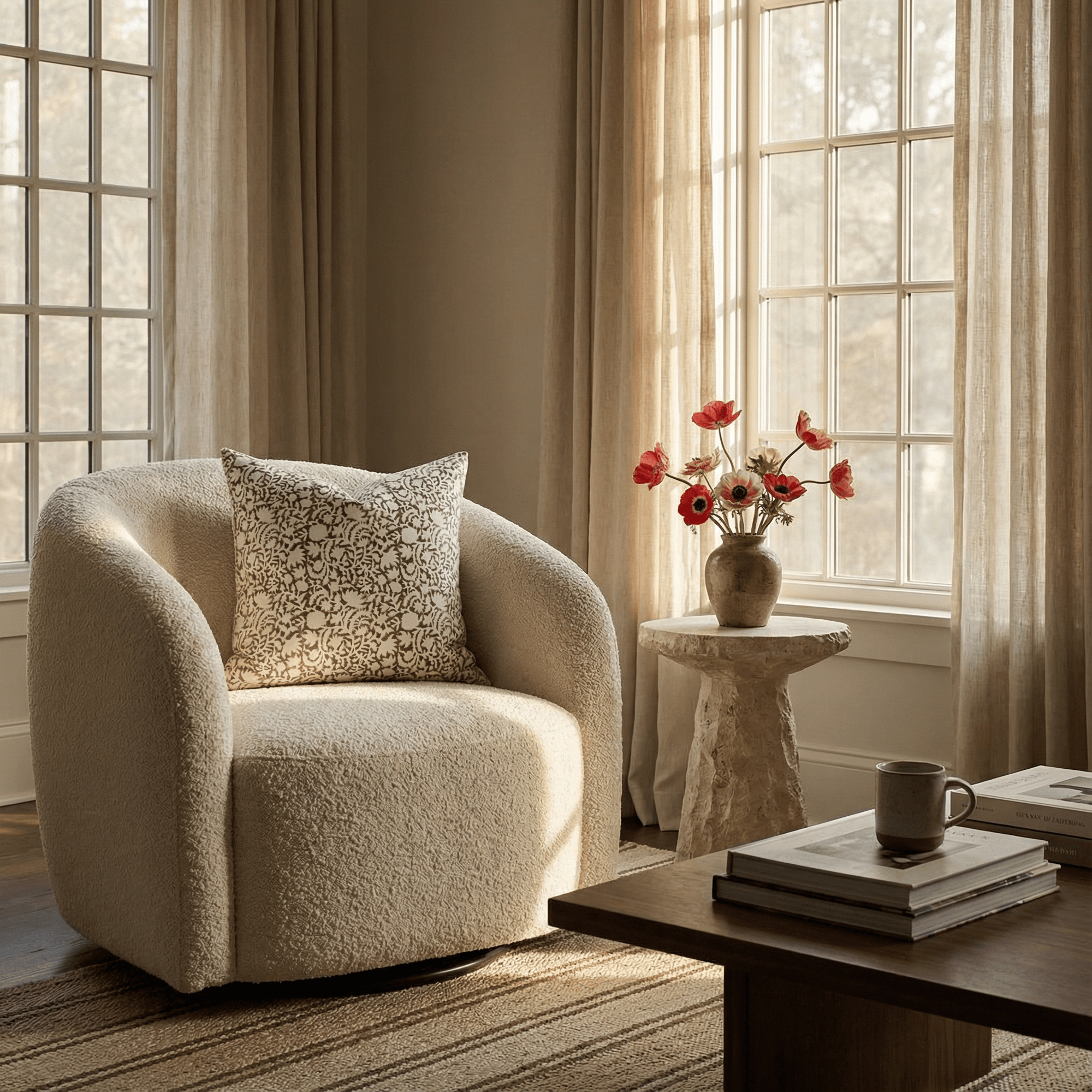 Ochre Floral Block Printed Pillow Cover | Mustard