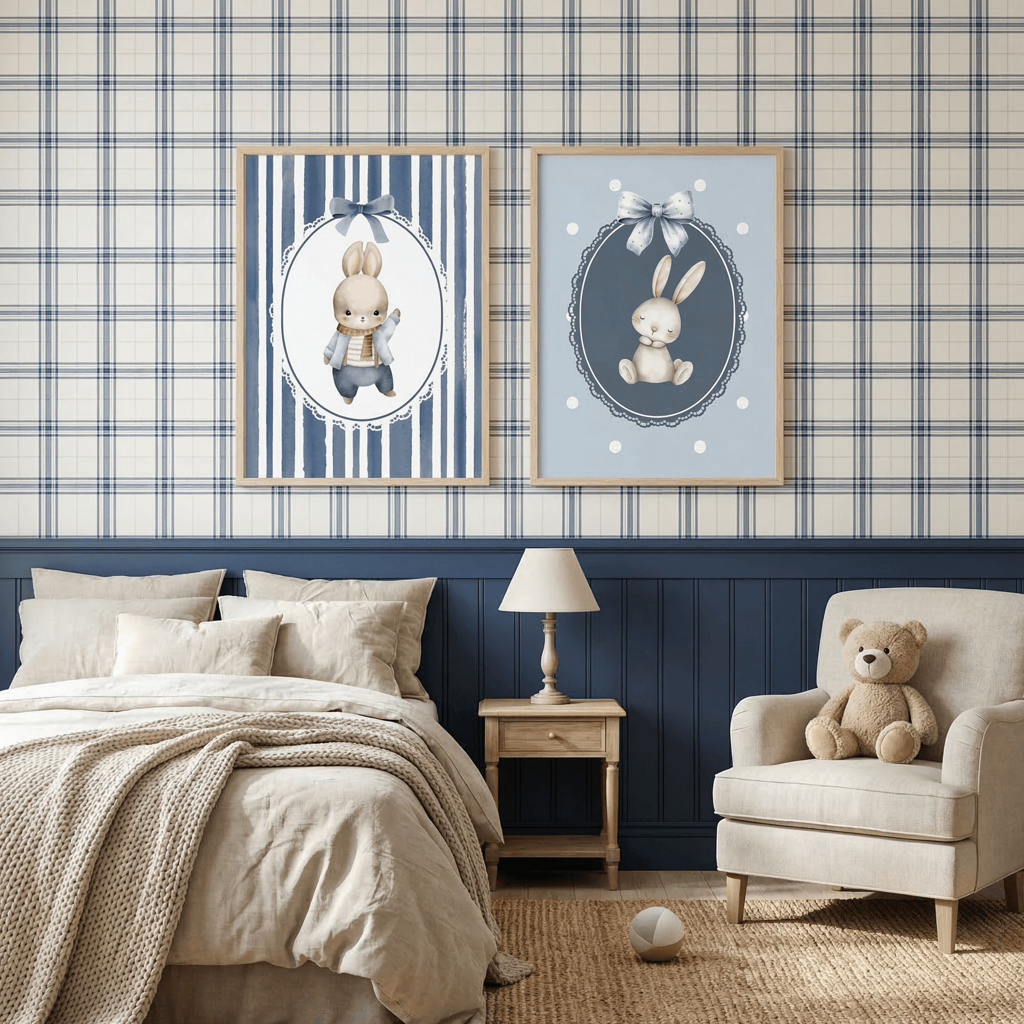Bunny Illustration | Boys Room & Nursery Wall Decor