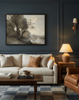 Vintage Riverside Landscape with Trees | Canvas