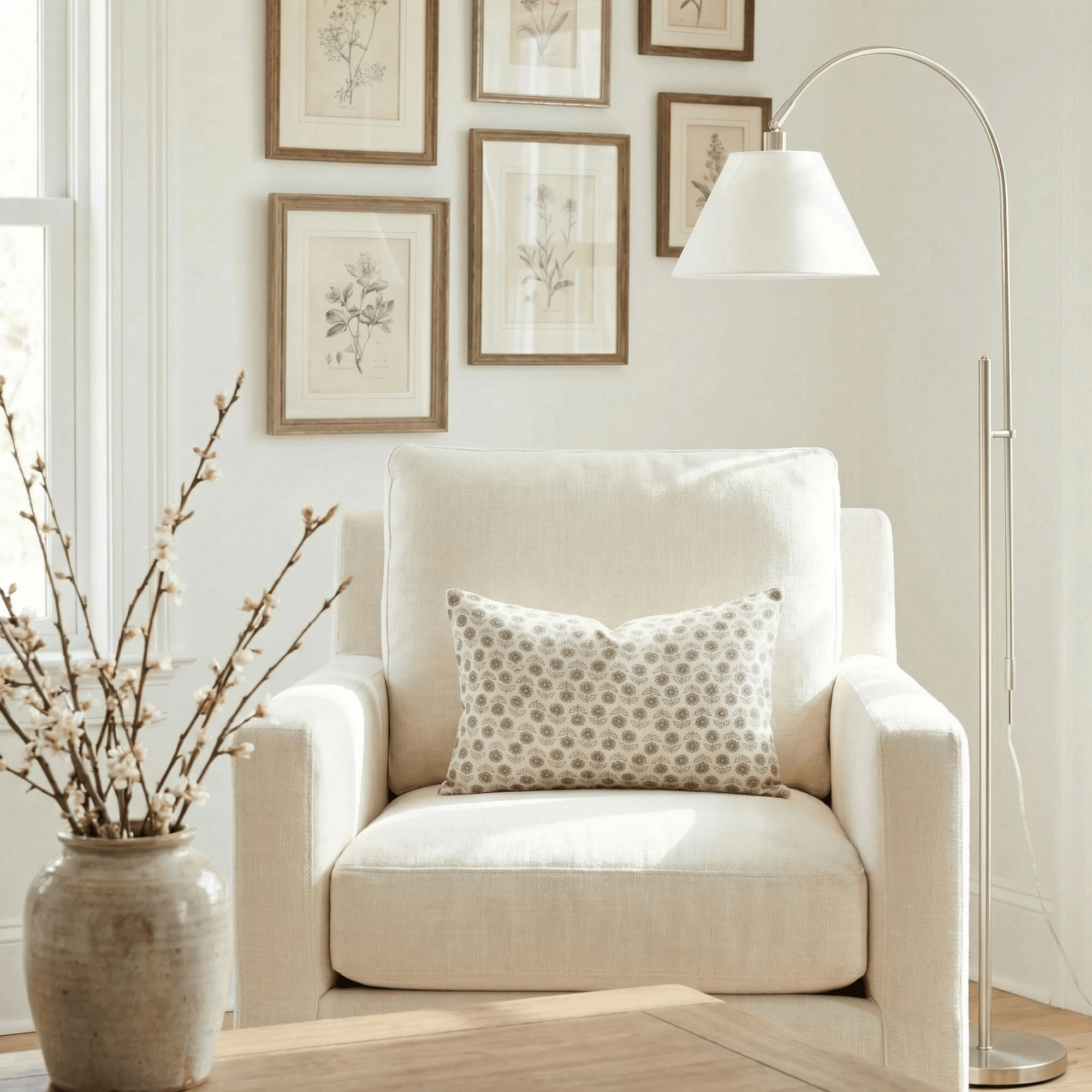 Vera Floral Block Printed Pillow Cover | Brown | Lumbar