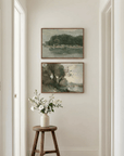 Vintage Riverside Landscape with Trees Fine Art Print