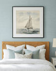 Soft Neutral Ocean Sailboat Print