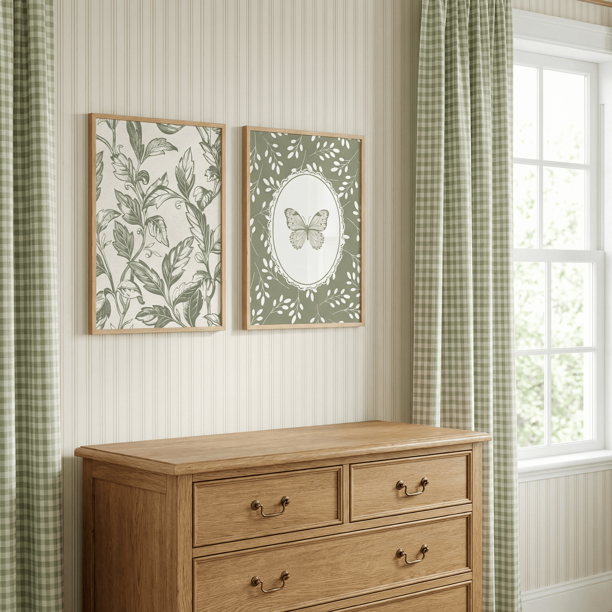 Botanical Green Leaves Art | Nursery & Kids Room Wall Art