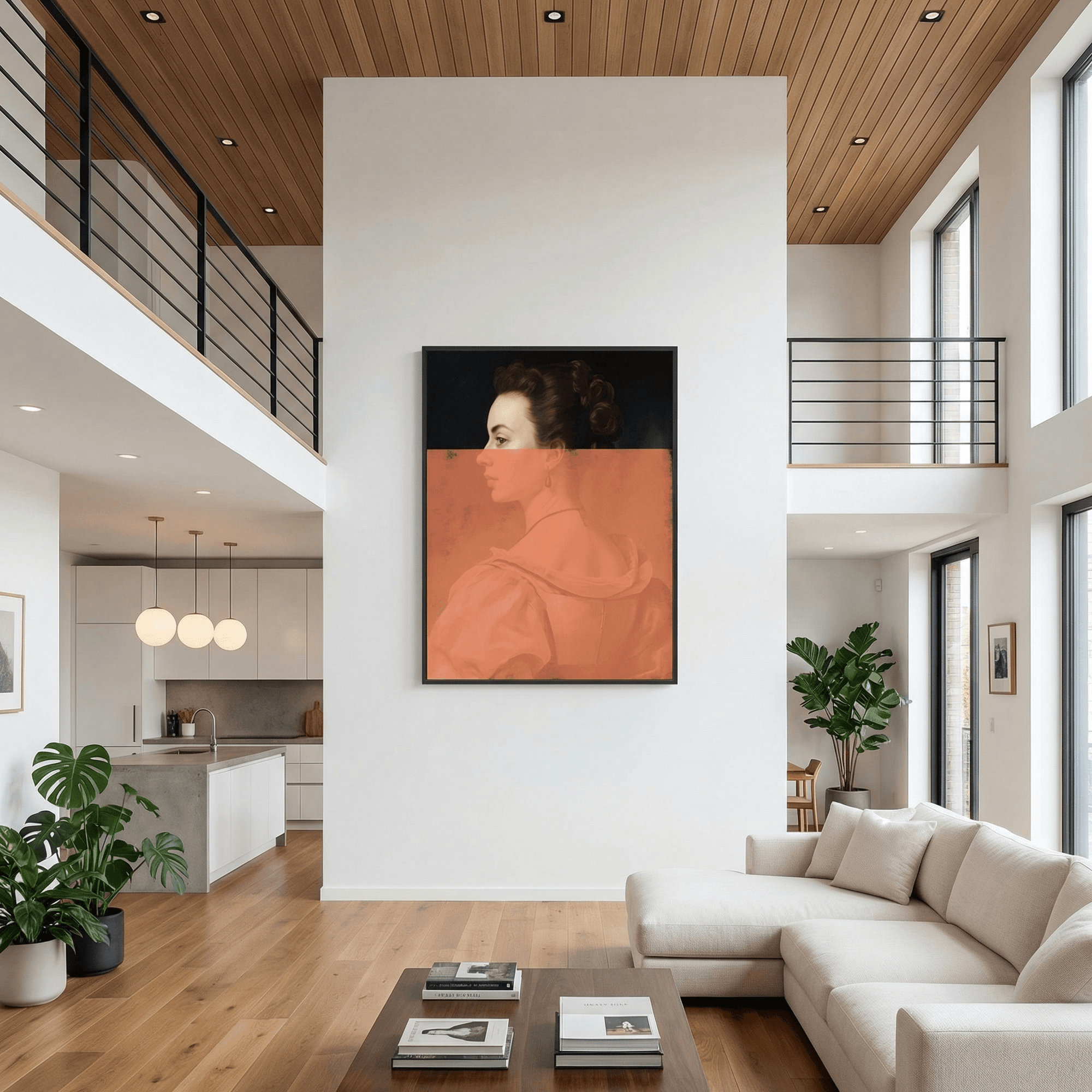 Altered Portrait of Woman Orange Modern Art by The Art Concept