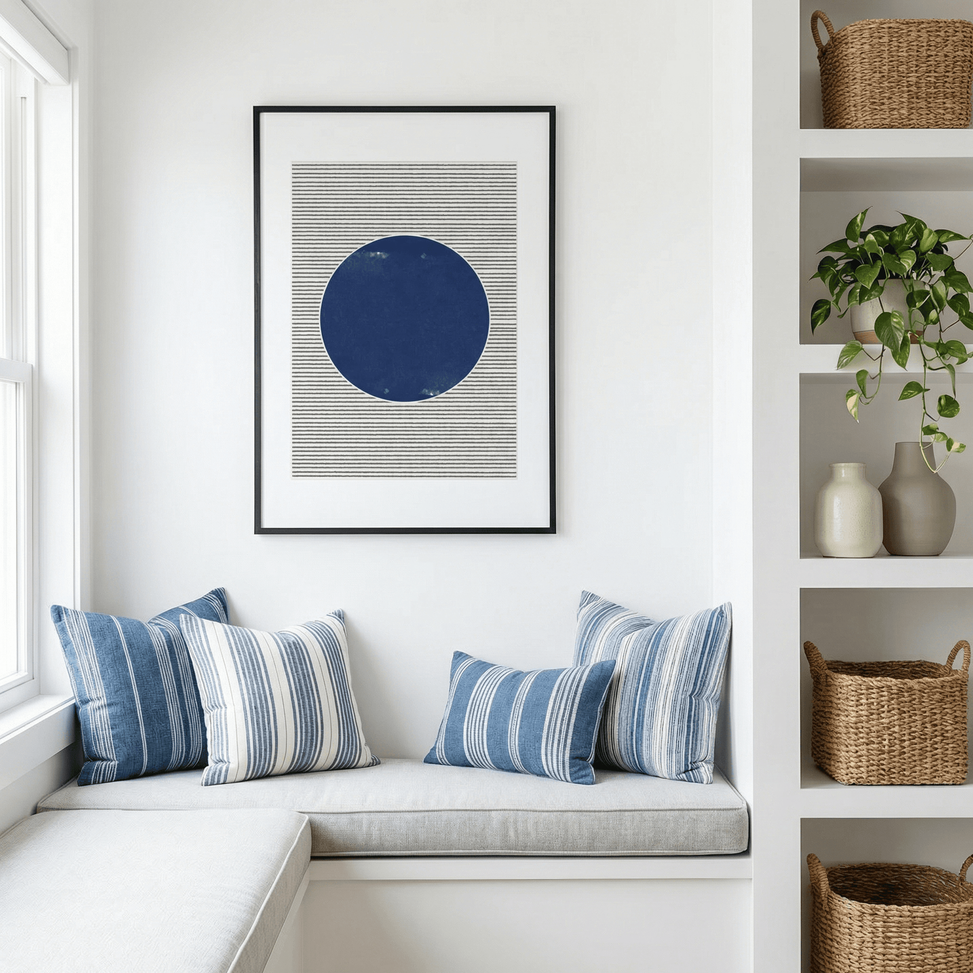 Watercolor Circle and Stripes by The Miuus Studio