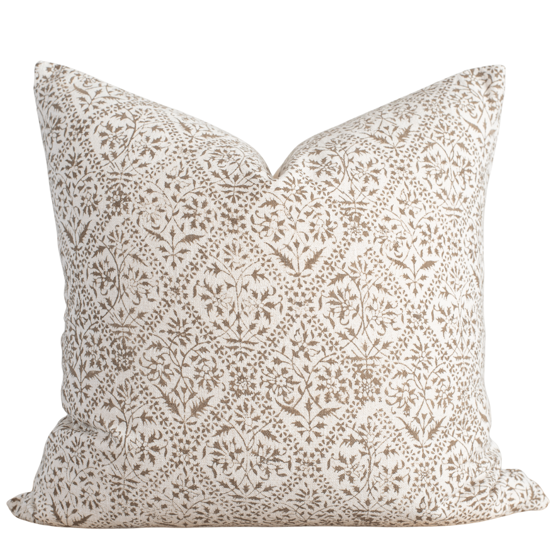 Mariella Floral Block Printed Pillow Cover | Mustard