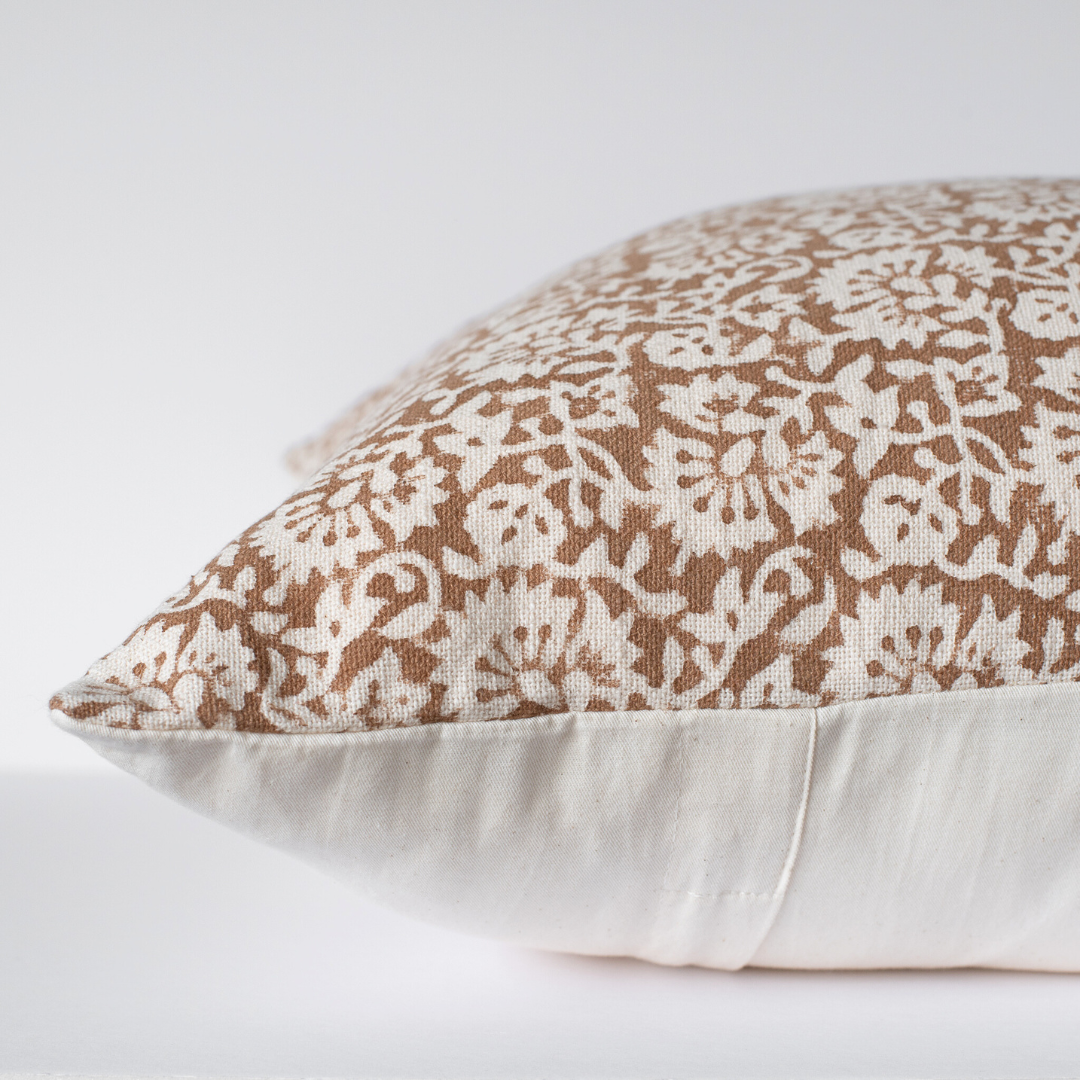Seville Floral Block Printed Pillow Cover | Terracotta
