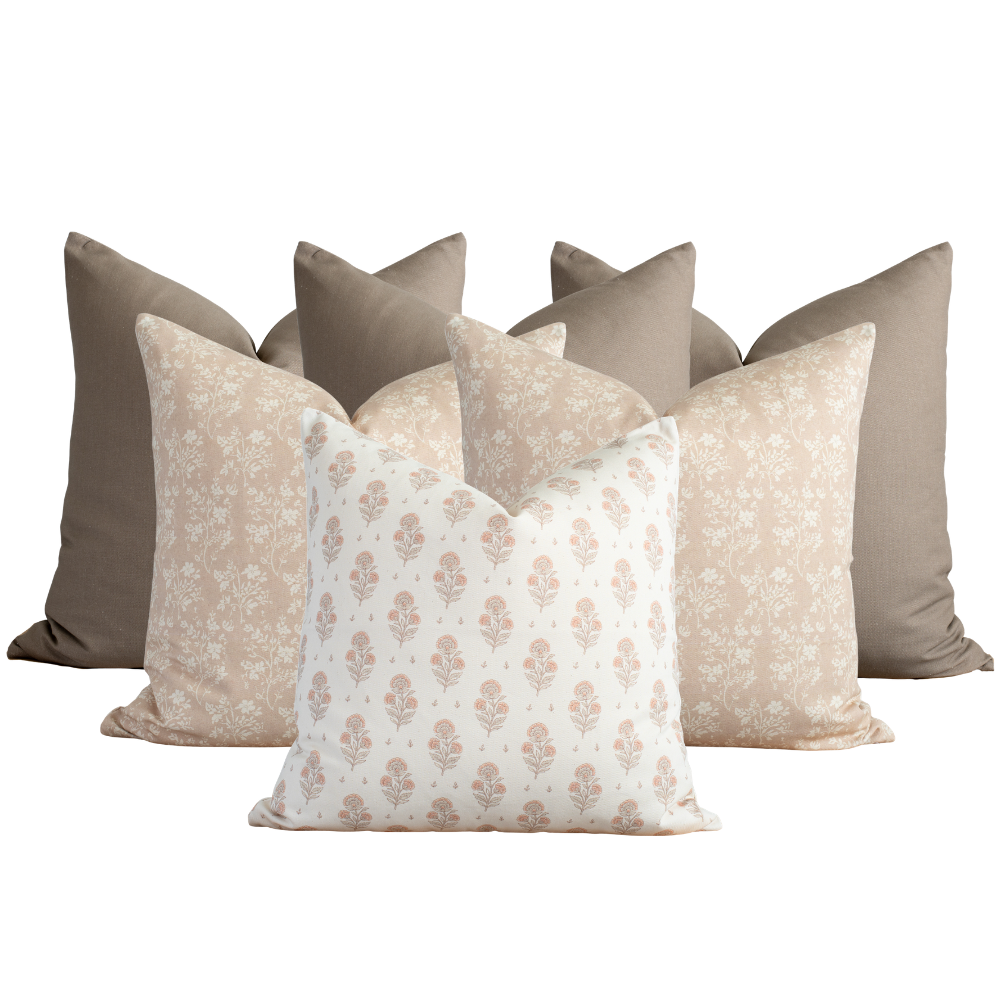 Elora Bedroom Pillow Combination | Set of Six Pillow Covers