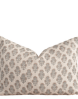 Calla Floral Block Printed Pillow Cover | Light Brown, Sage Green | Lumbar