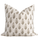 Rosalie Floral Block Printed Pillow Cover | Brown, Green