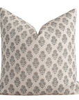 Calla Floral Block Printed Pillow Cover | Light Brown, Blue, Sage Green