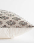 Calla Floral Block Printed Pillow Cover | Light Brown, Blue, Sage Green