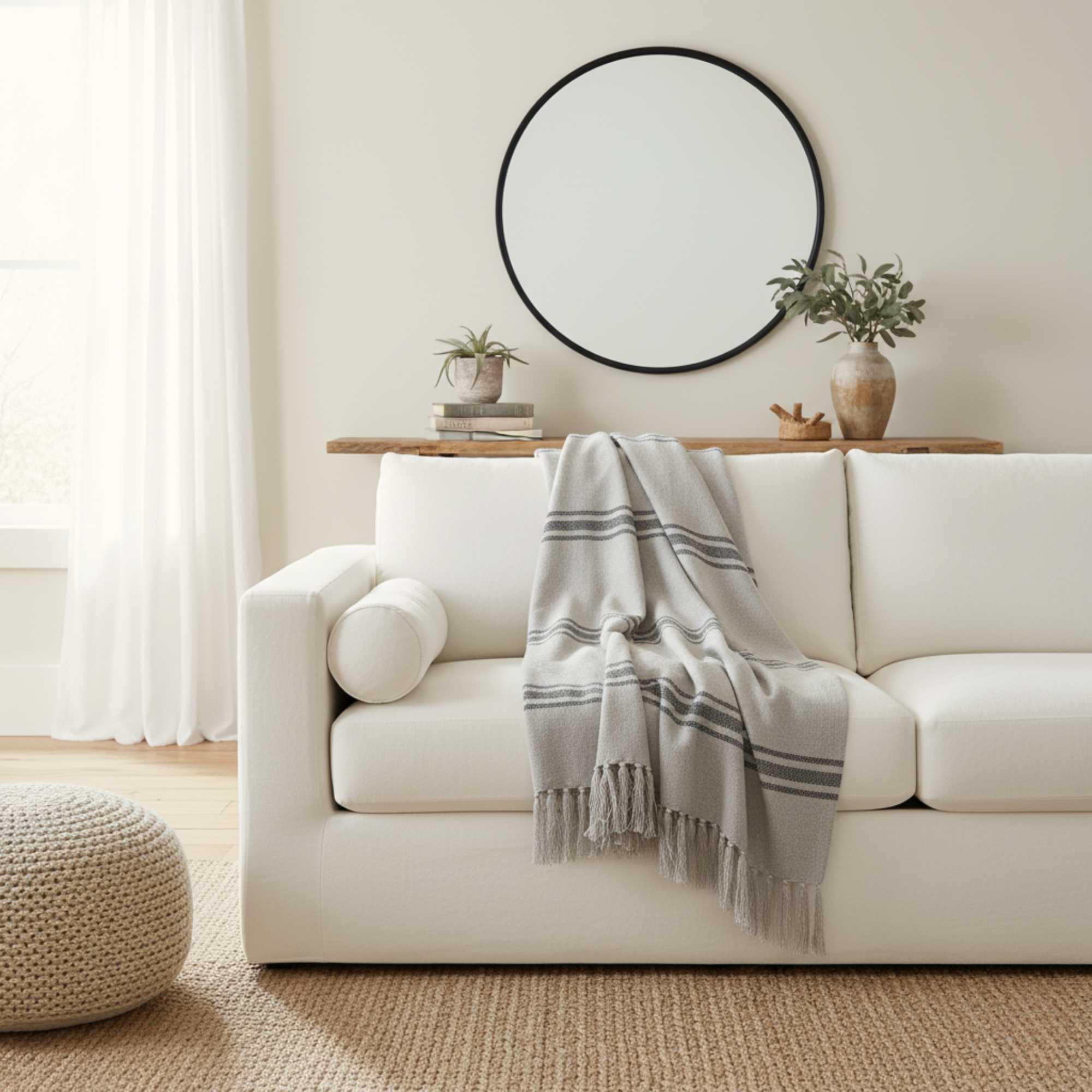 Clara Throw Blanket | Beige, Grey