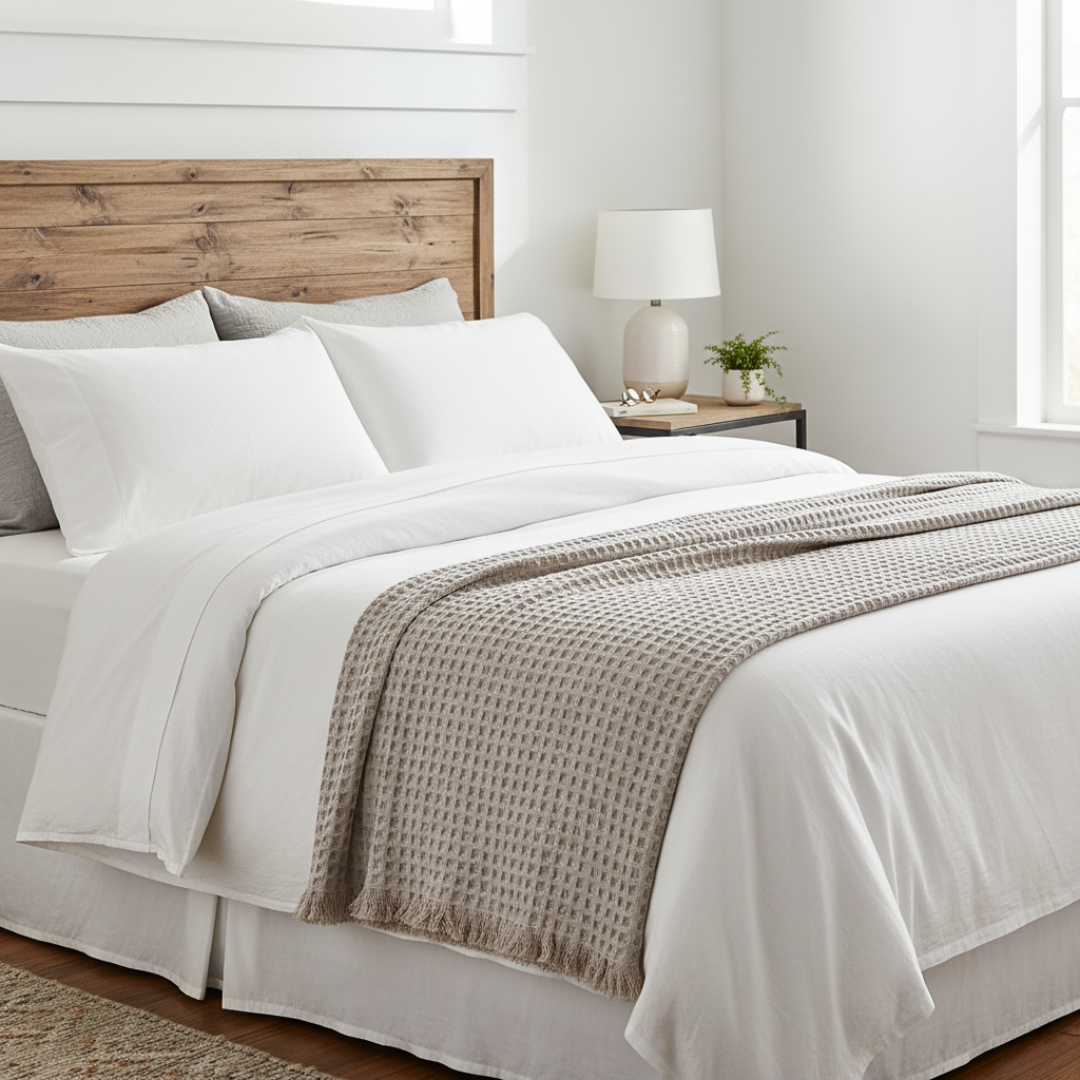 Jasper Waffle Throw Blanket | Natural