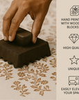 Kay Floral Block Printed Pillow Cover | Rust