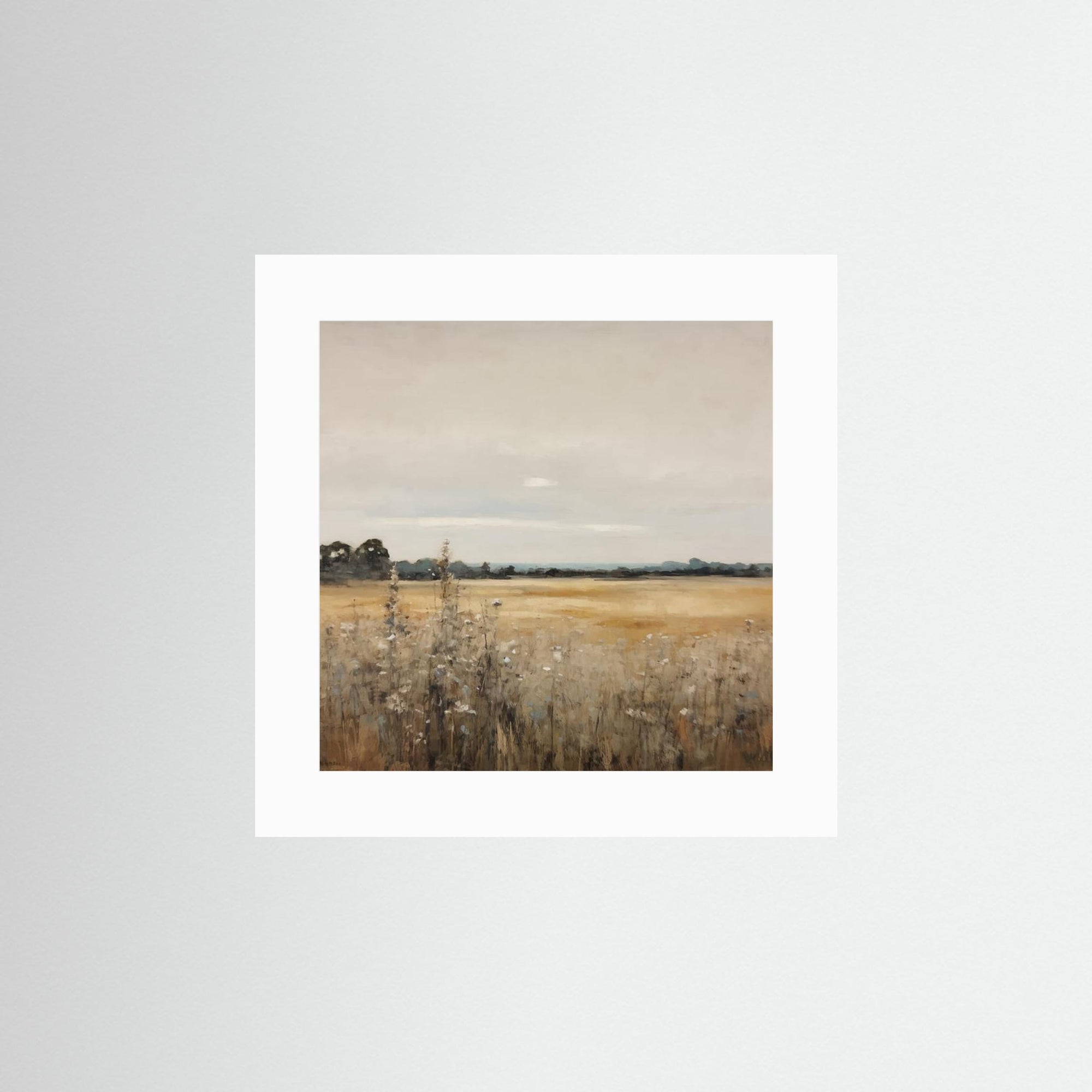 Neutral Field Landscape Art Print No Frame White