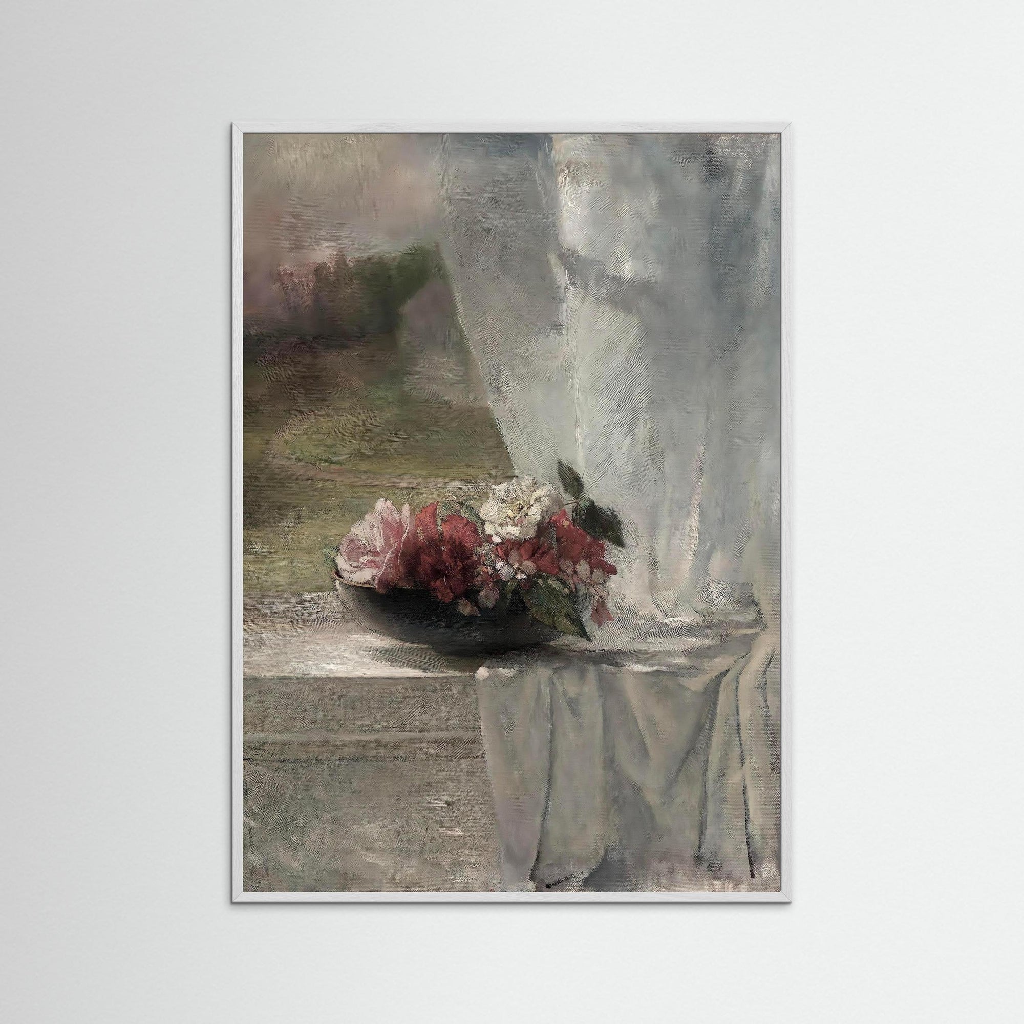 Spring Flowers Art Print White Wood No border