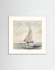 Soft Neutral Ocean Sailboat Print White Wood Freja