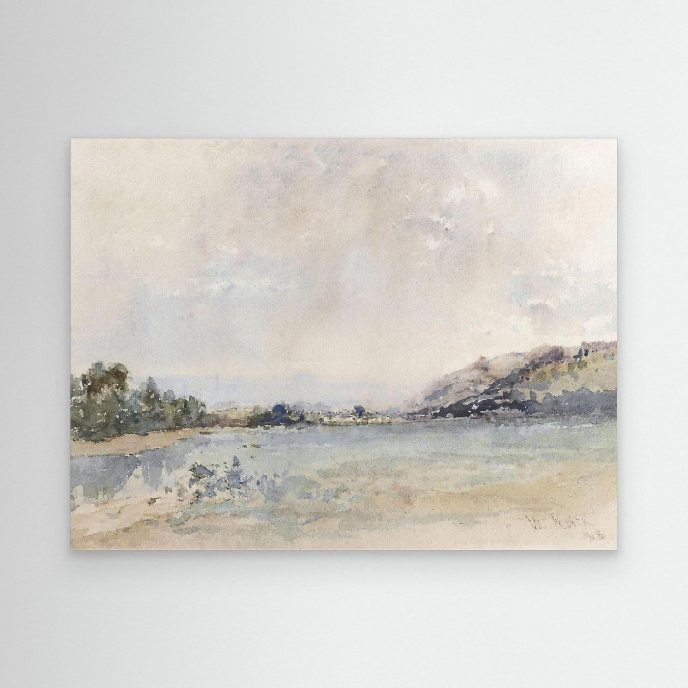 Calm Water Landscape Canvas | Coastal Wall Art for Neutral Home Decor No Frame