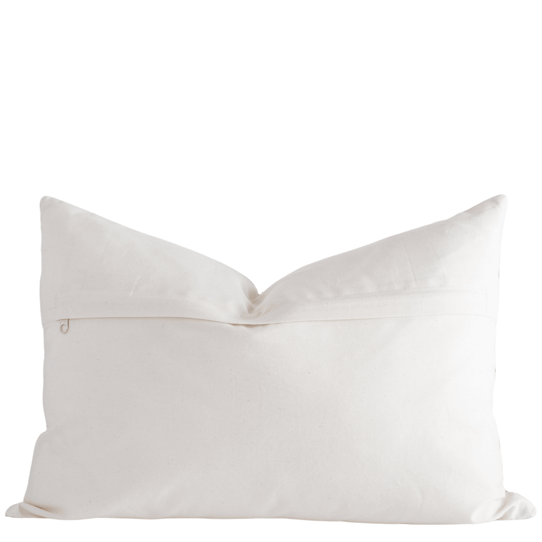 Dahlia Floral Block Printed Pillow Cover | Greige | Lumbar