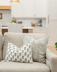 Ivy Floral Block Printed Pillow Cover | Blue