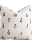 Marla Floral Block Printed Pillow Cover | Blue and Mustard