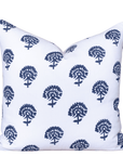 Dover Floral Block Printed Pillow Cover | Blue