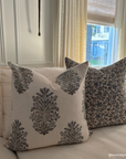 Vanya Floral Block Printed Pillow Cover | Blue, Green
