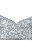 Chloe Floral Block Printed Pillow Cover | Blue | Lumbar