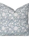 Chloe Floral Block Printed Pillow Cover | Blue