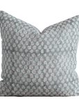 Luna Floral Block Printed Pillow Cover | Blue/Teal Green