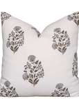 Briar Floral Block Printed Pillow Cover | Blue, Brown, Green