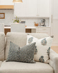 Etta Floral Block Printed Pillow Cover | Blue, Green