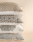 Vanya Floral Block Printed Pillow Cover | Blue, Green