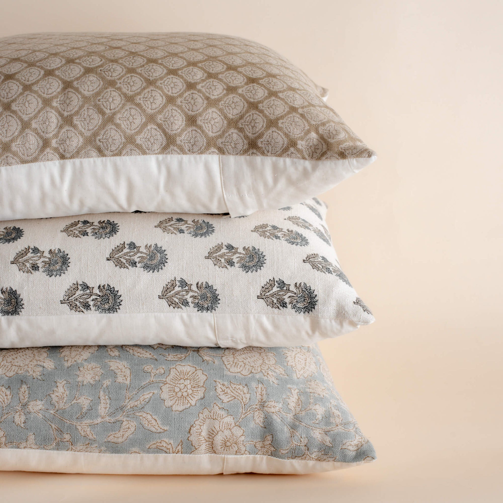 Ayla Floral Block Printed Pillow Cover | Mustard