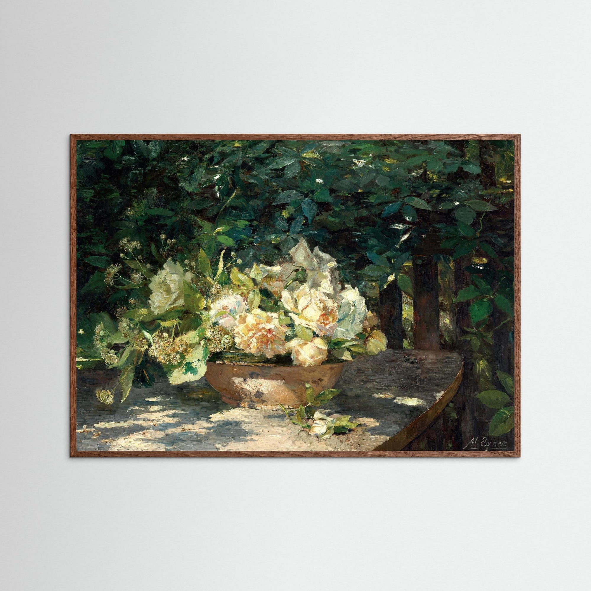Garden Gathering Floral Artwork Oak Dark No border