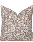 Nina Floral Block Printed Pillow Cover | Brown
