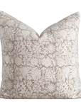 Sienna Floral Block Printed Pillow Cover | Light Brown