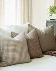 Elodie Taupe Gingham Pillow Cover