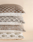 Rosalie Floral Block Printed Pillow Cover | Brown, Green