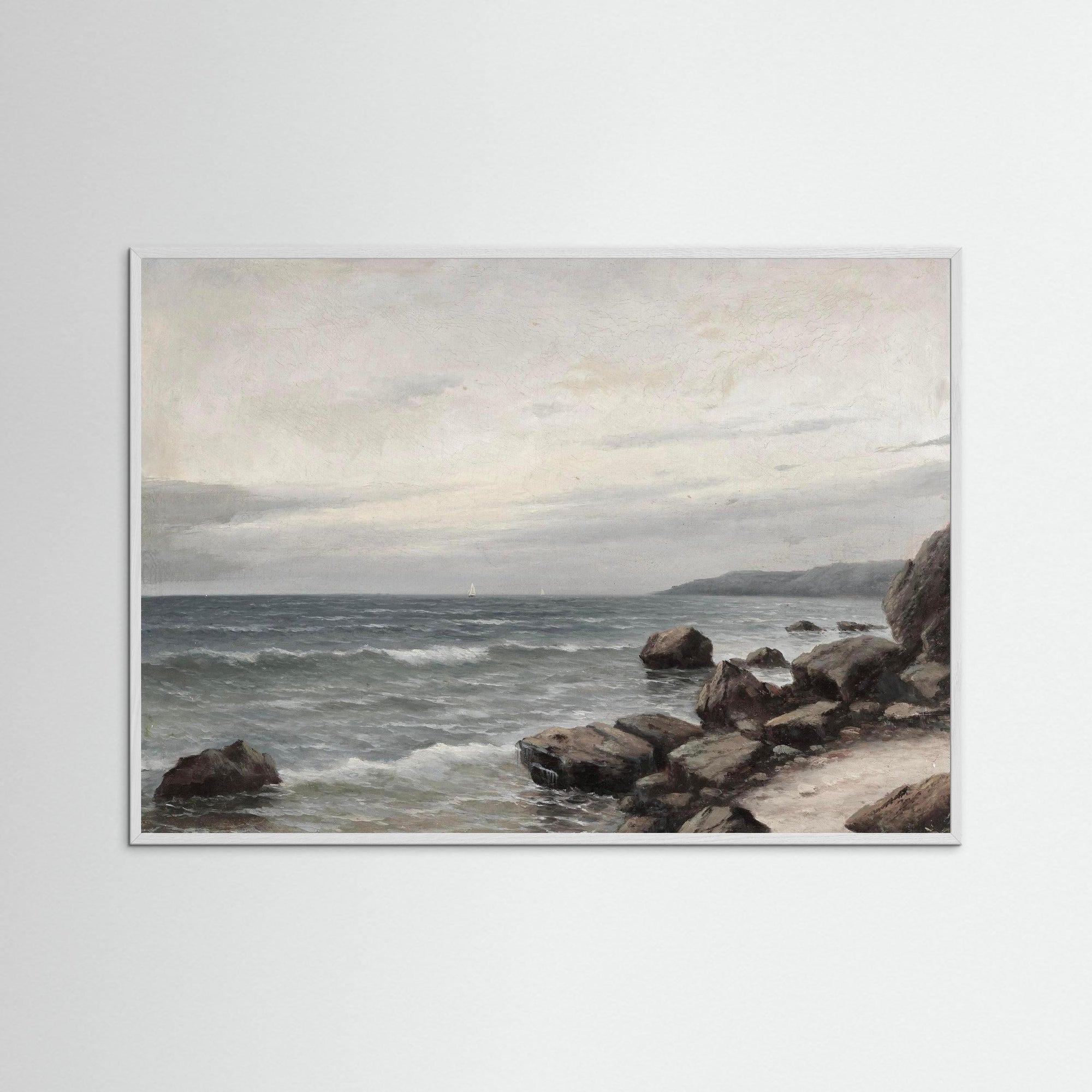 Ocean Seascape Fine Art Print White Wood No border