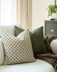 Leme Olive Green Cotton Pillow Cover