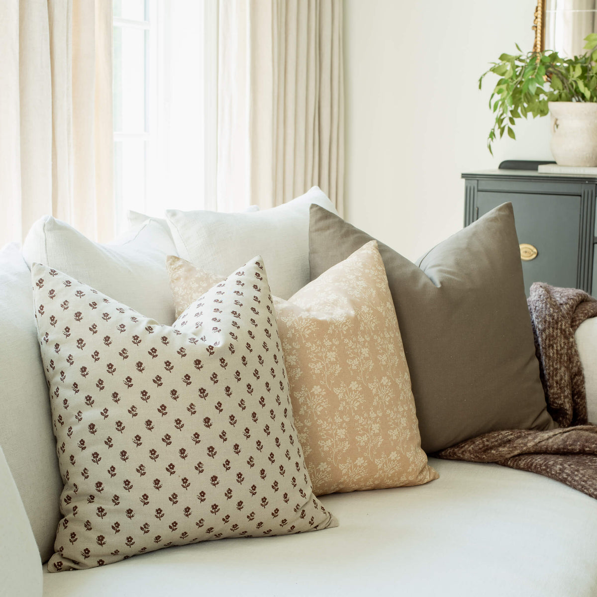 Fleur Sand Floral Pillow Cover