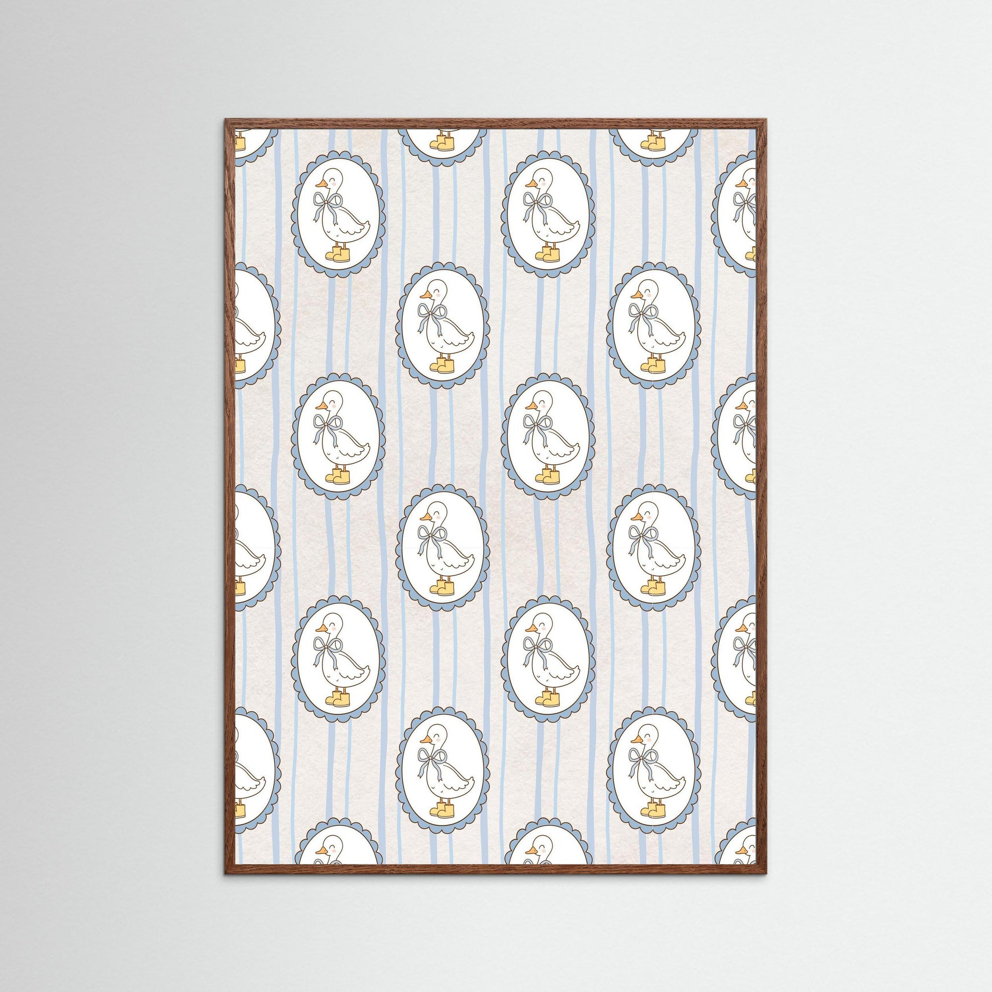 Goose in Boots Art Print | Children's Room Wall Decor Oak Dark