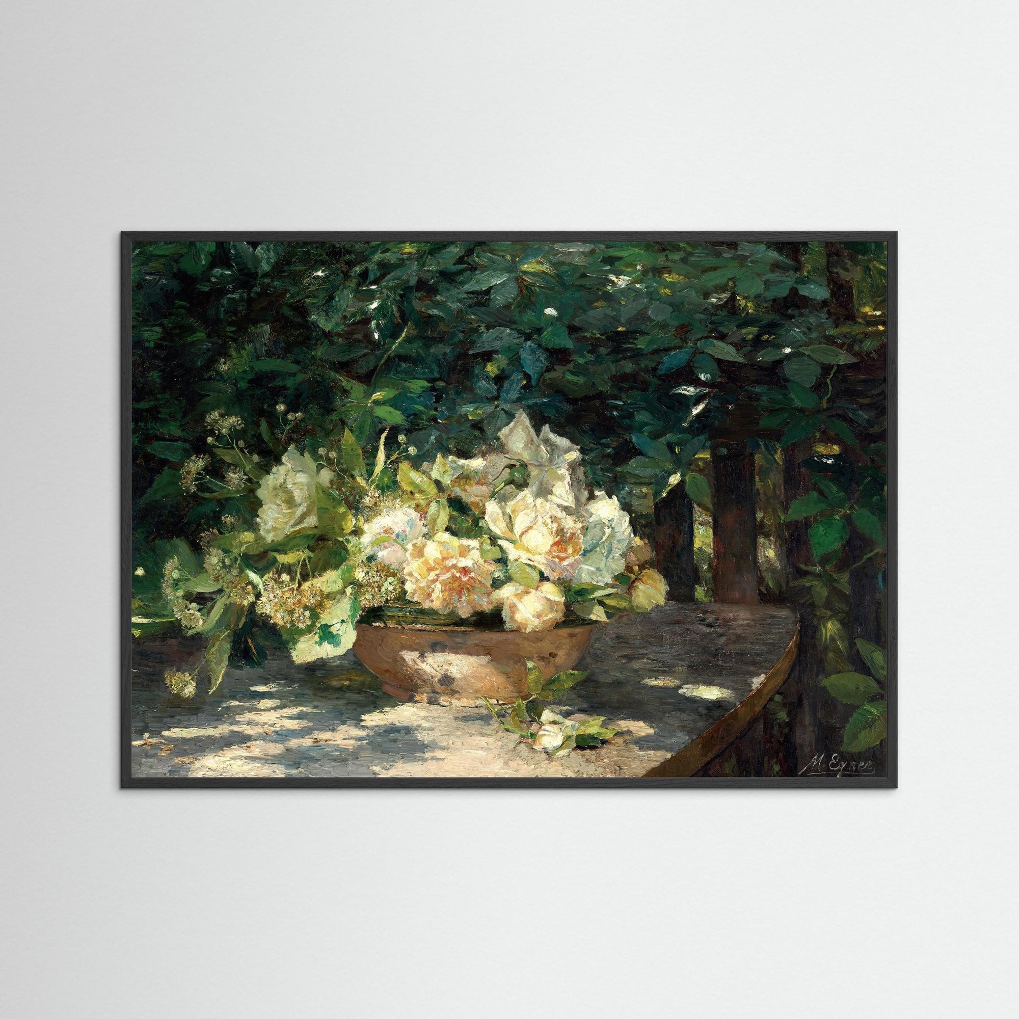 Garden Gathering Floral Artwork Black Wood No border