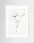 Floral Drawing Art Print White Wood White