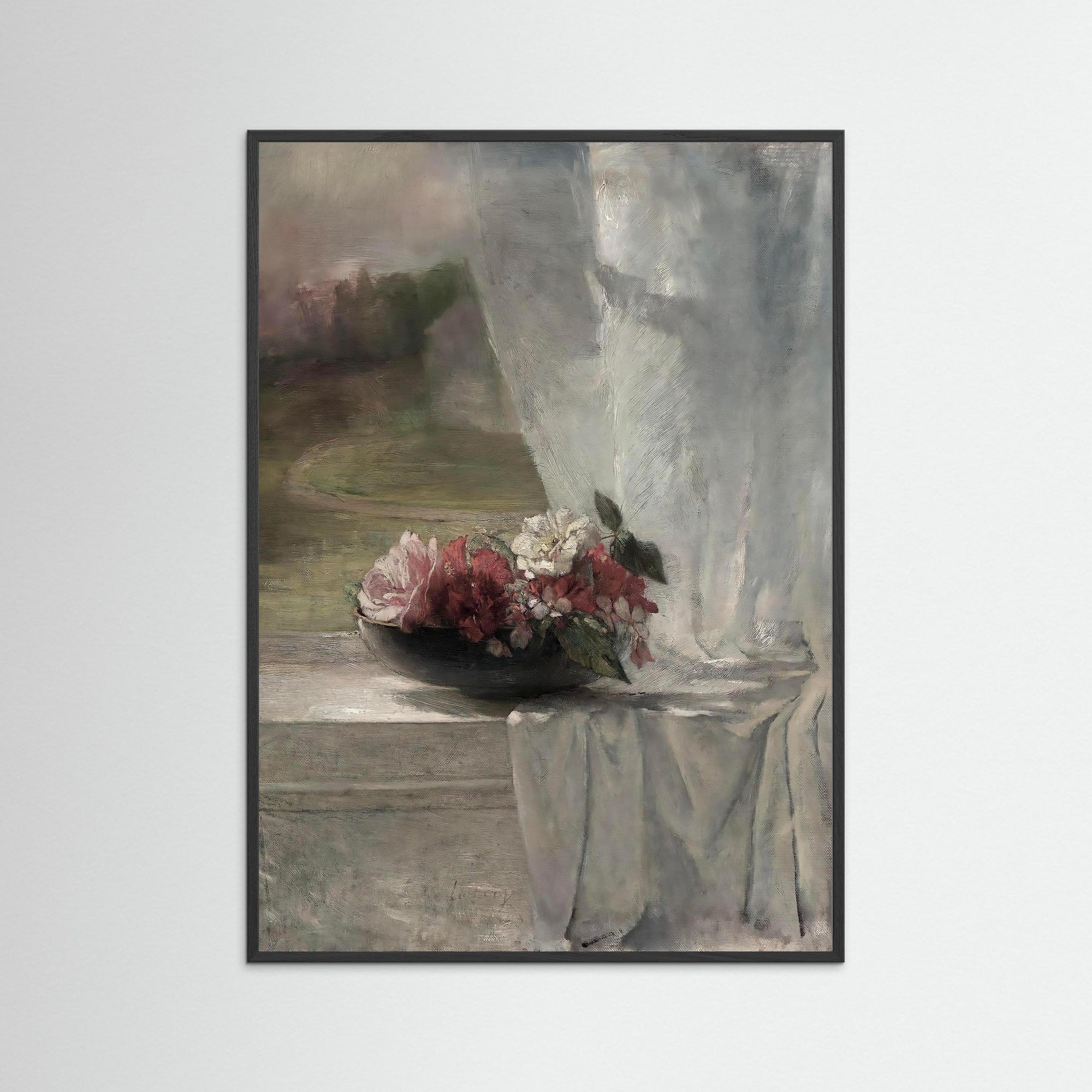 Spring Flowers Art Print Black Wood No border