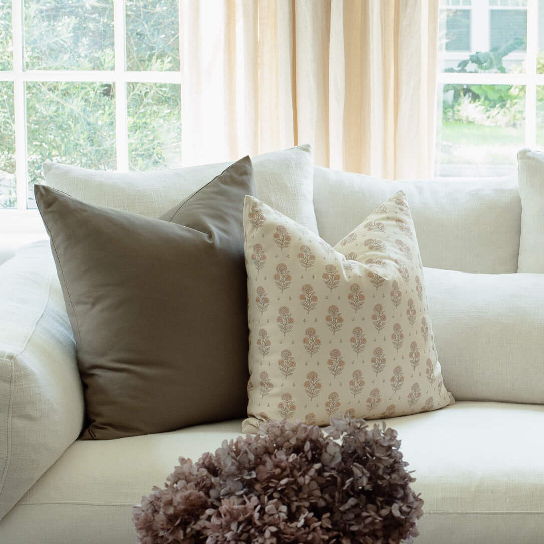 Anais Peach Floral Pillow Cover